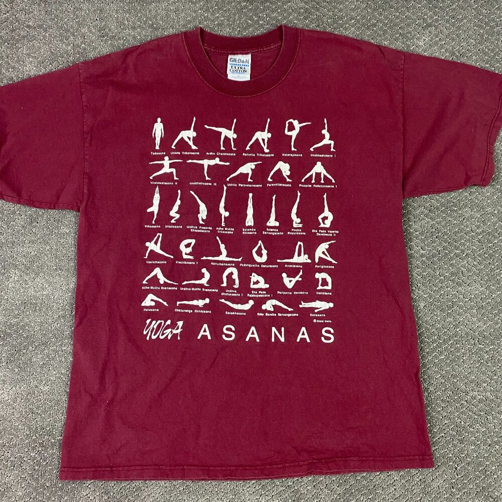 Vintage Y2K Yoga Asanas T Shirt Adult XL fits like a Large - Picture 1 of 7